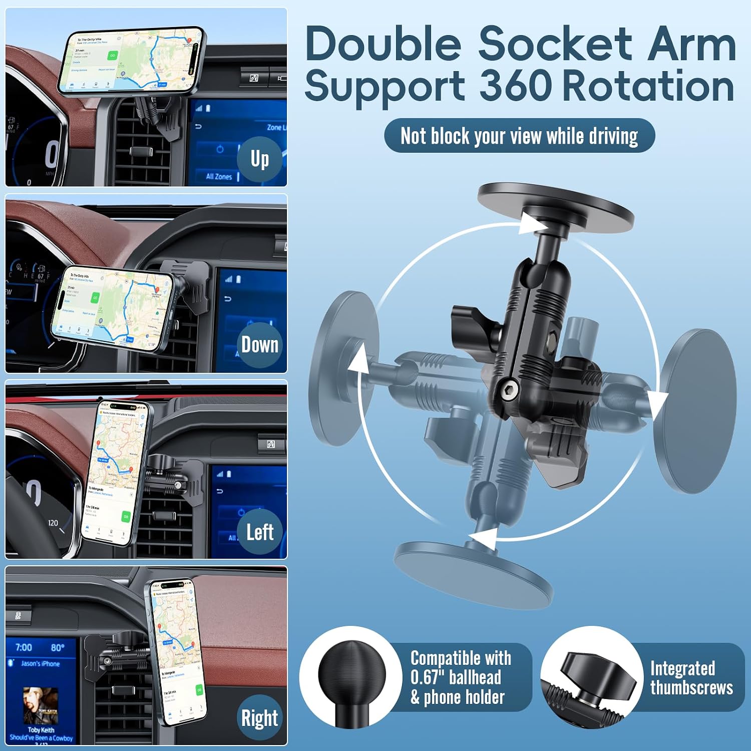 Thumbnail 3 de Car Vent Magnetic Phone Mount for Ford F-Series (2021–2026) and Super Duty