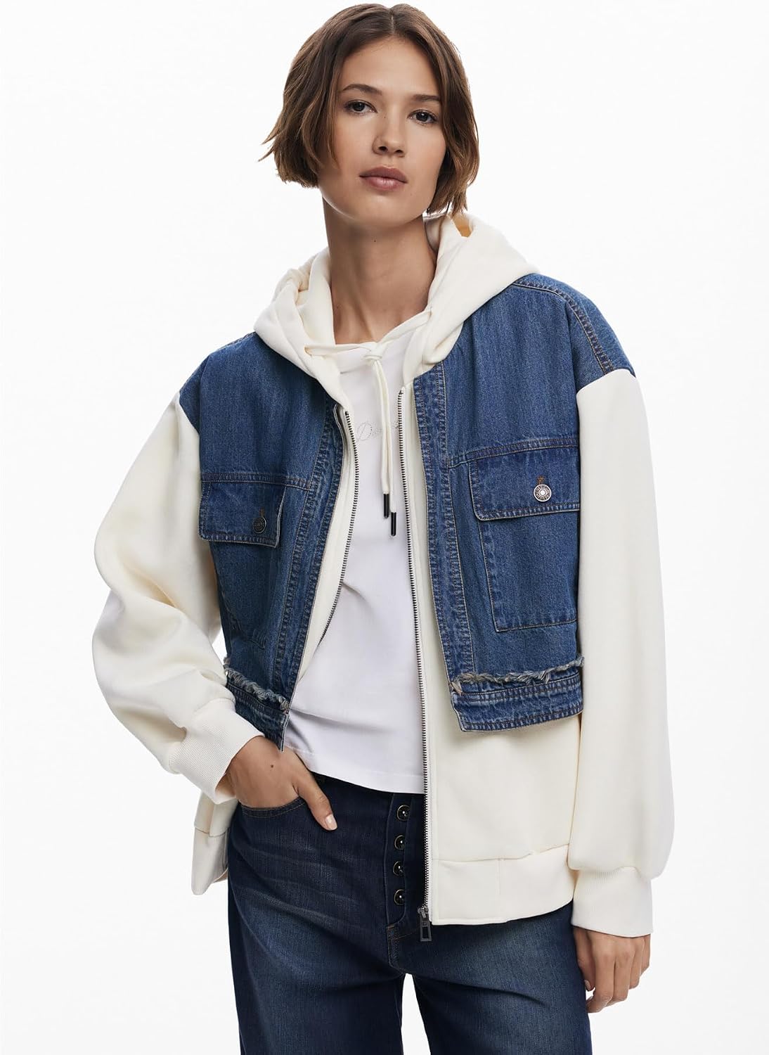 Detalle 2 de Desigual 25wwsk06 Sweatshirt Donna – felpa con cappuccio, zip e tasche
