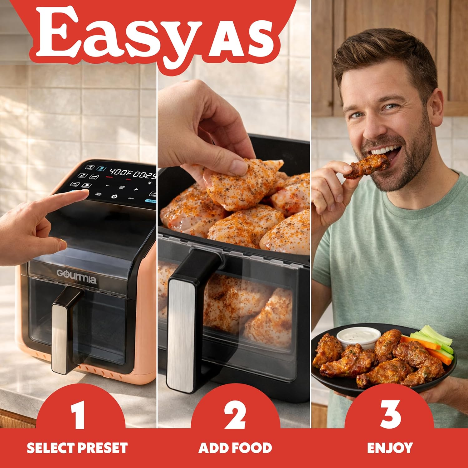 Thumbnail 2 de Gourmia Air Fryer 7 QT with Guided Cooking