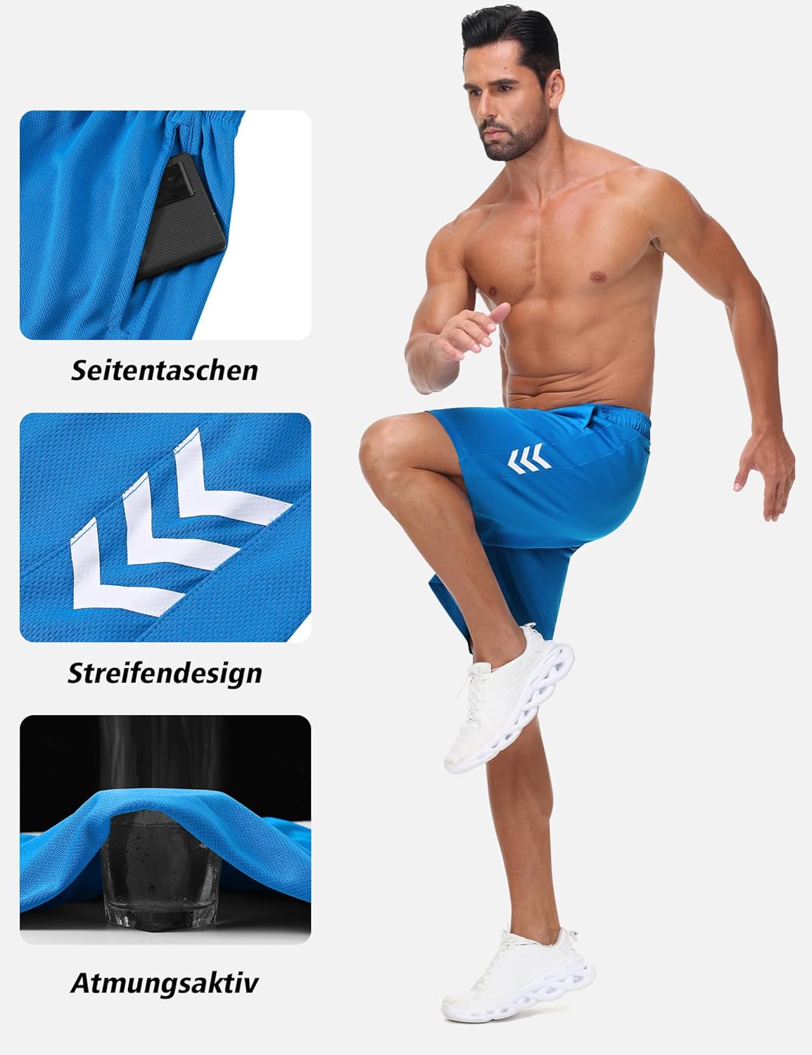 Thumbnail 2 de ku zwufs Herren Sporthose Kurze Atmungsaktive Dry-Fit Lauf Shorts