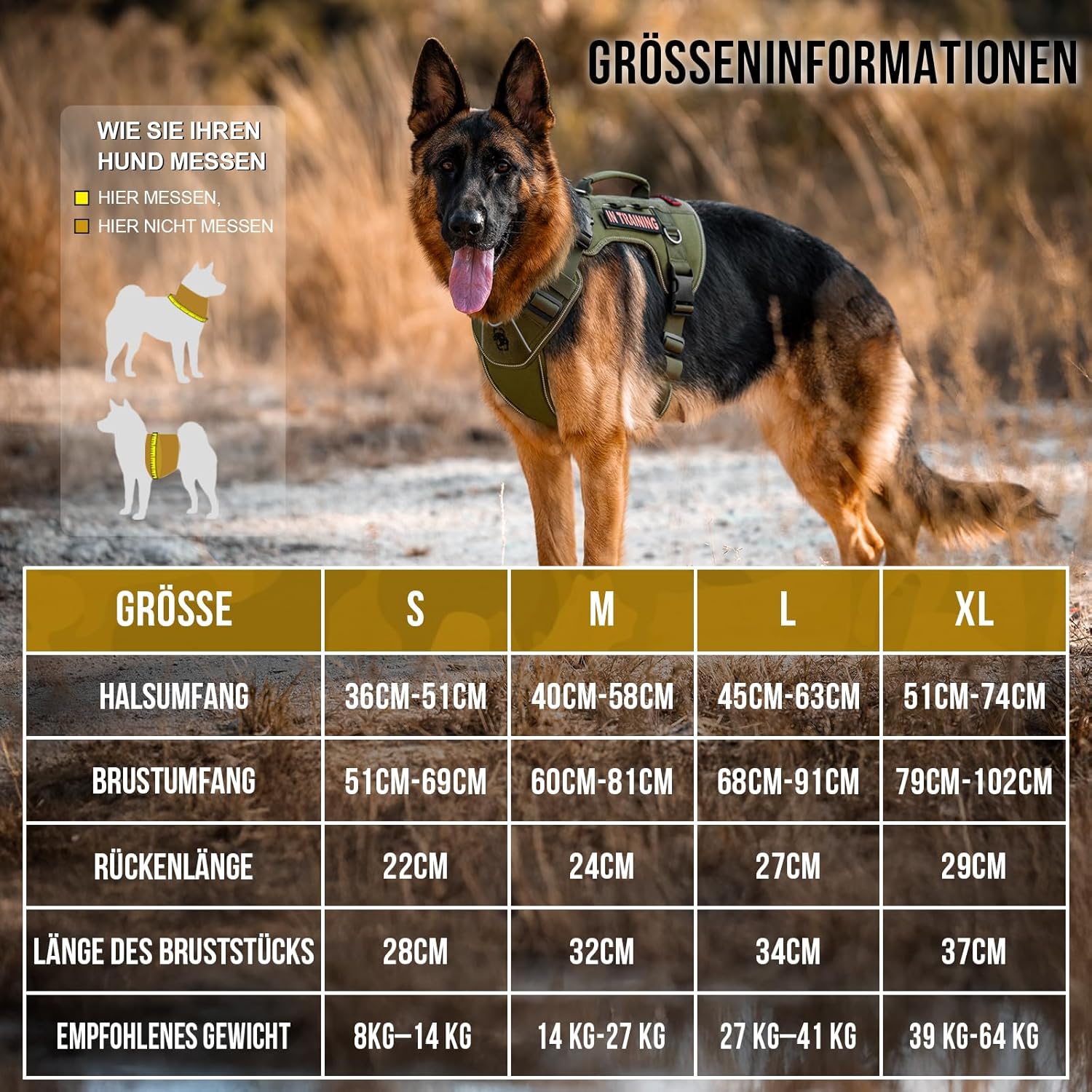 Detalle 2 de OneTigris Harnais TACTICLITE pour chien de taille moyenne – harnais tactique résistant à la traction, 4 anneaux en D, bandes réfléchissantes, noir, taille M