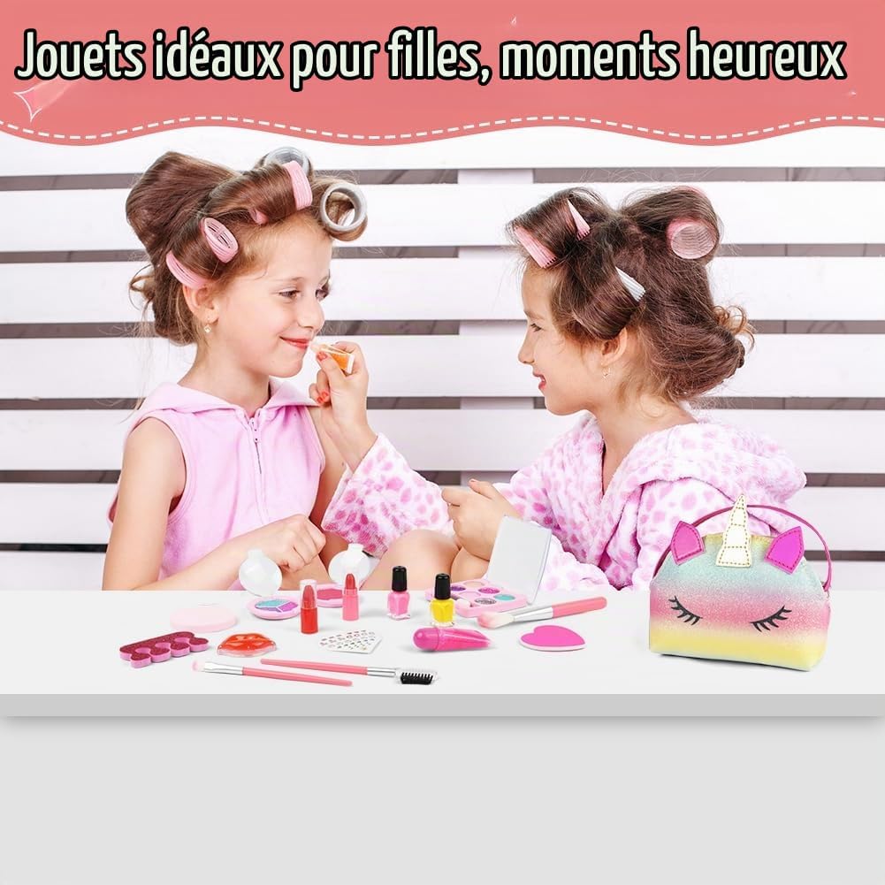 Thumbnail 5 de AOMIG make-upset voor kinderen, 20 stuks, wasbaar met prinses- en eenhoornthema