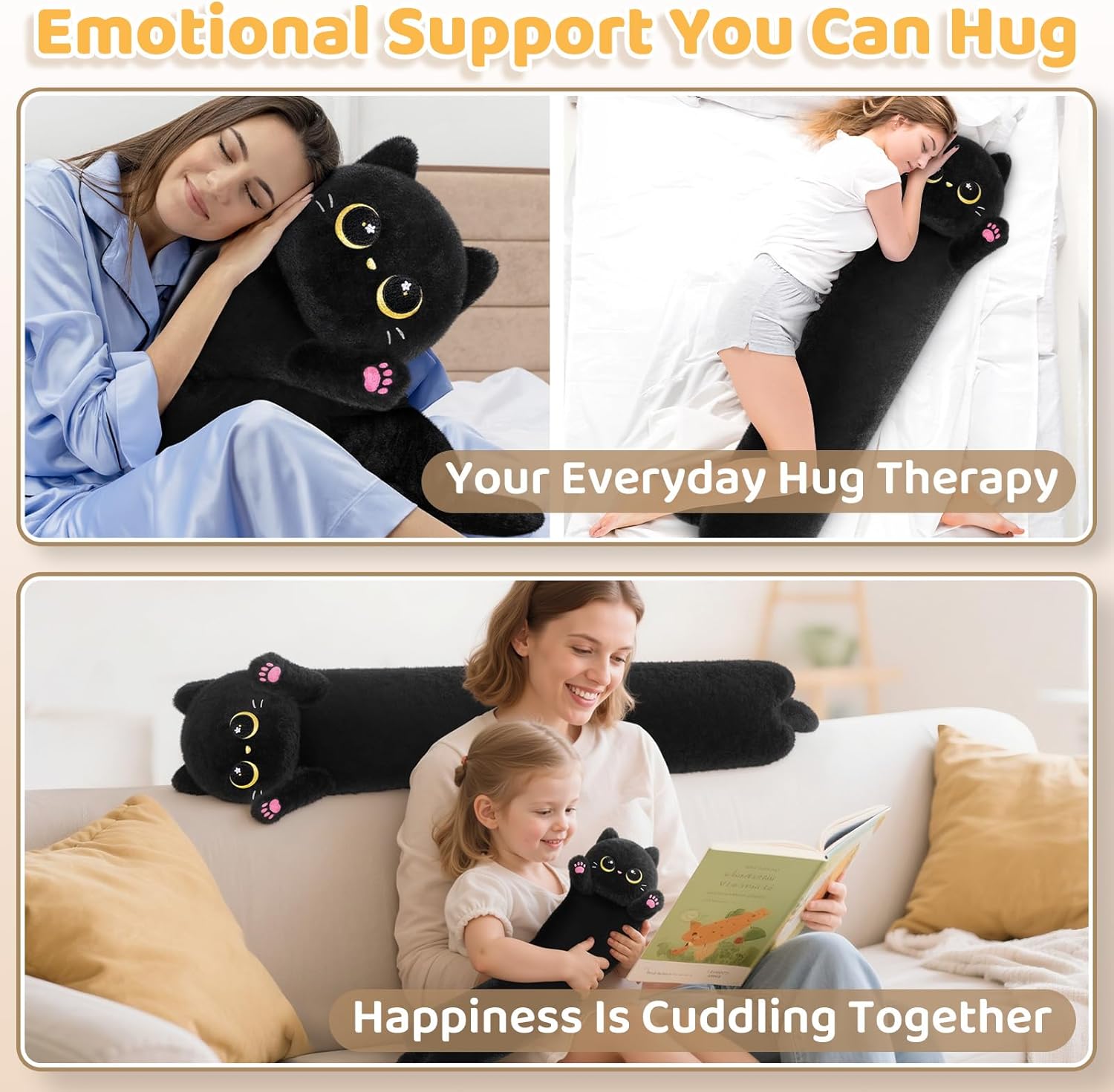 Detalle de Mewaii 20in Long Cat Plush Body Pillow Review: A Practical Hug for All Ages