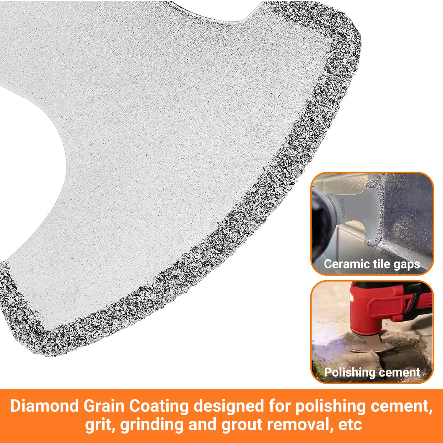 Detalle de PECHAM Tools-001 9-Piece Diamond Oscillating Blade Set for Grout and Soft Tile