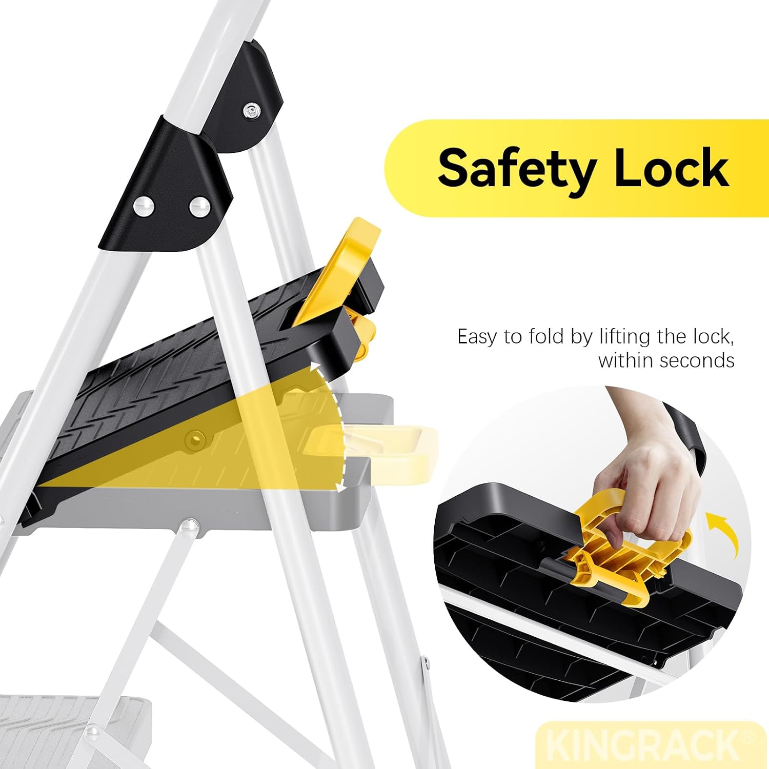 Thumbnail 3 de KINGRACK 3 Step Folding Ladder 360kg capacity