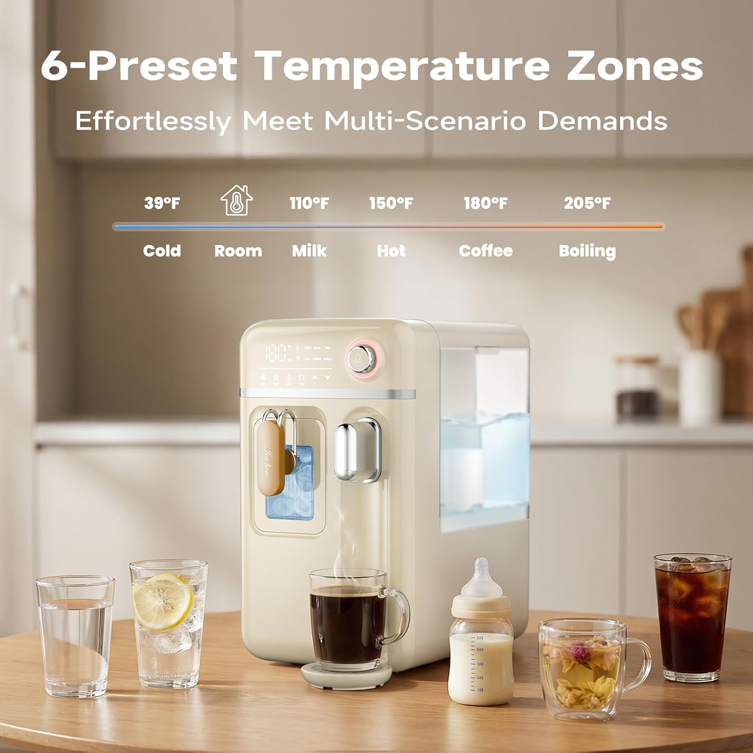 Detalle de Nerefou Countertop Ice Maker and Water Dispenser, Cream Yellow