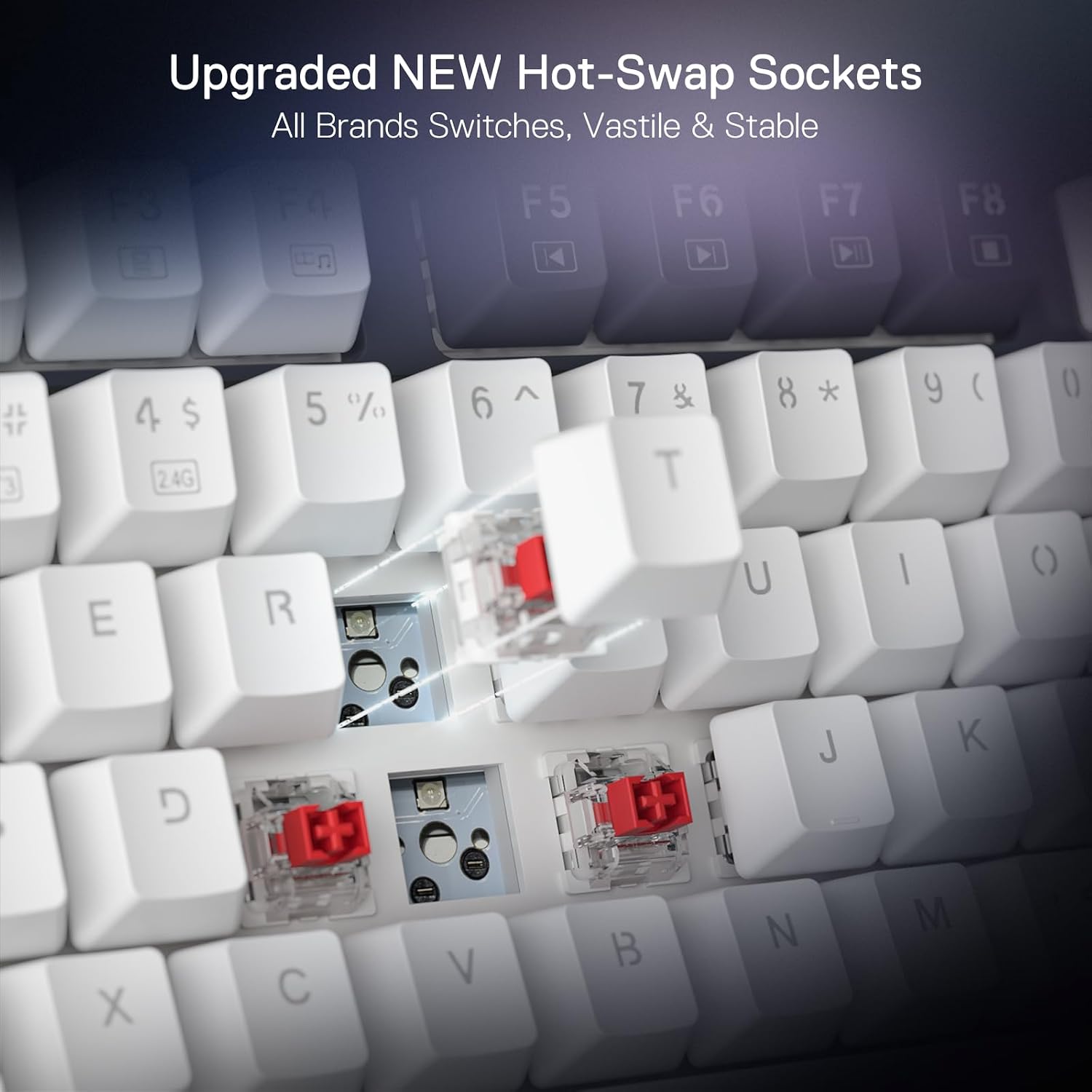 Detalle 2 de Redragon K673 PRO 75% Wireless Gasket RGB Mechanical Keyboard (81 keys, hot-swap, linear Red switches)