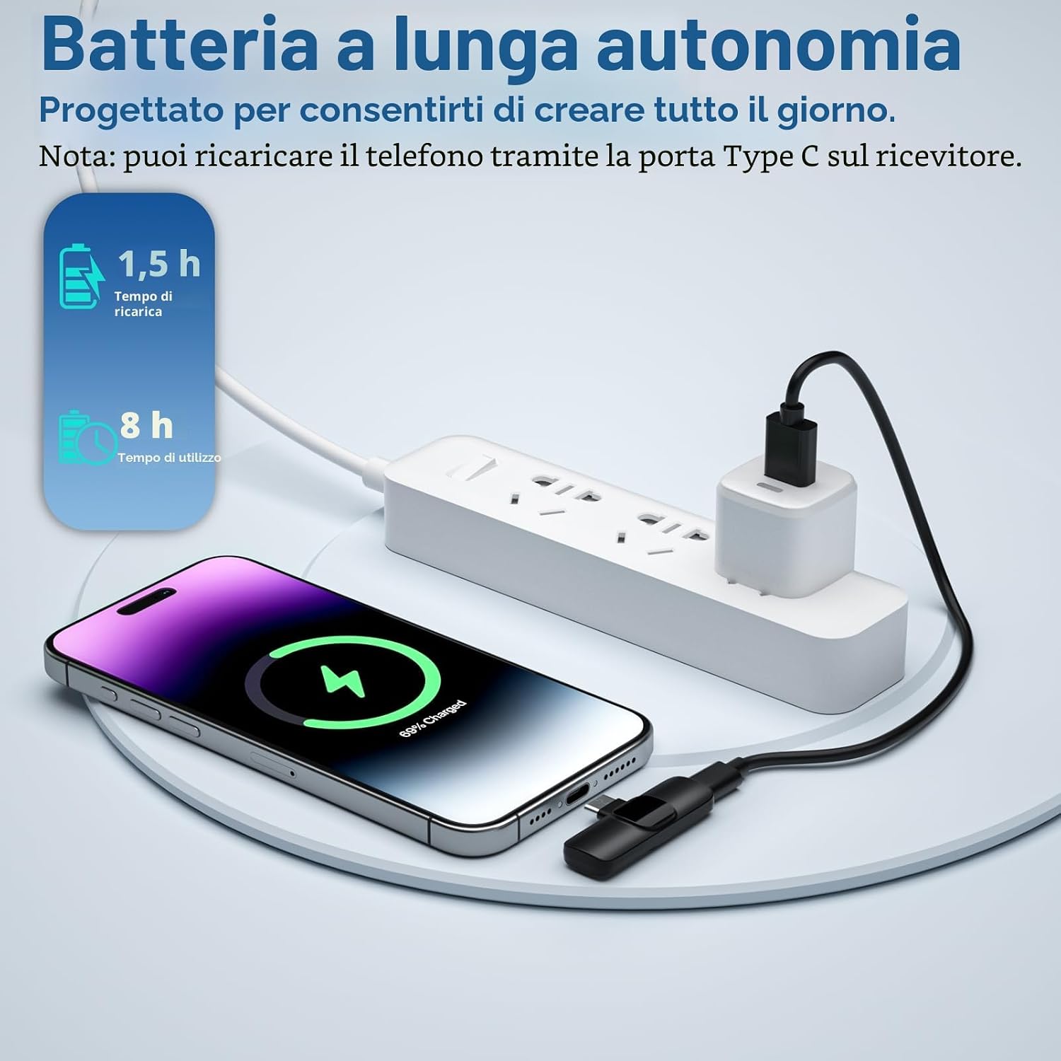 Thumbnail 6 de voijump Mini Mic Pro (Paio) – Microfono wireless lavalier per iPhone, Android e USB-C, 2 pezzi