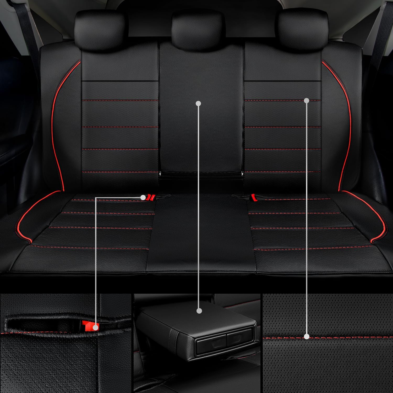 Detalle 2 de CAR PASS Leather Back Seat Cover waterproof bench 95%