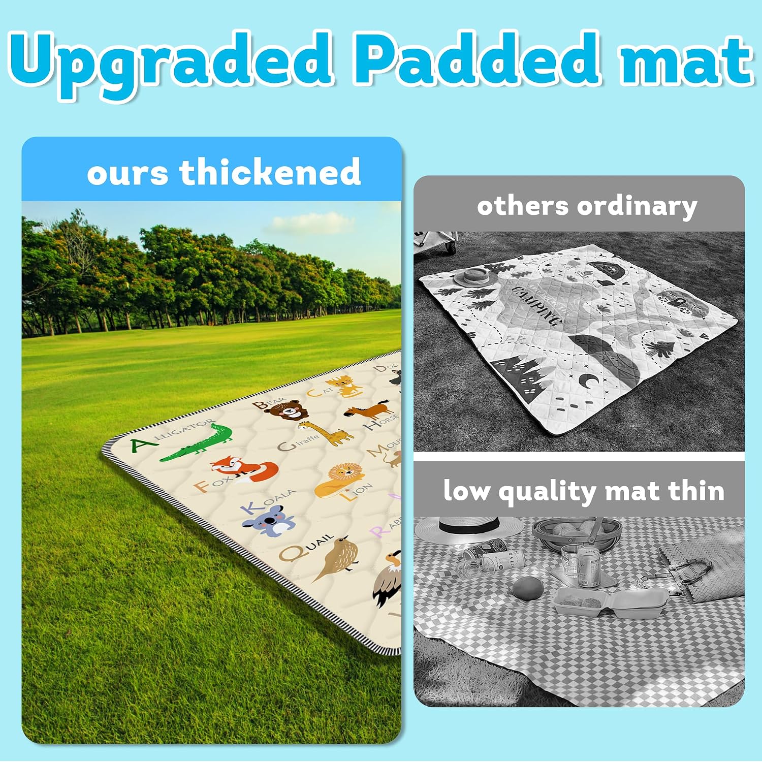 Thumbnail 5 de FUGWU Baby Play Mat, 47" x 47" Beige Animal, Non-Slip and Machine Washable