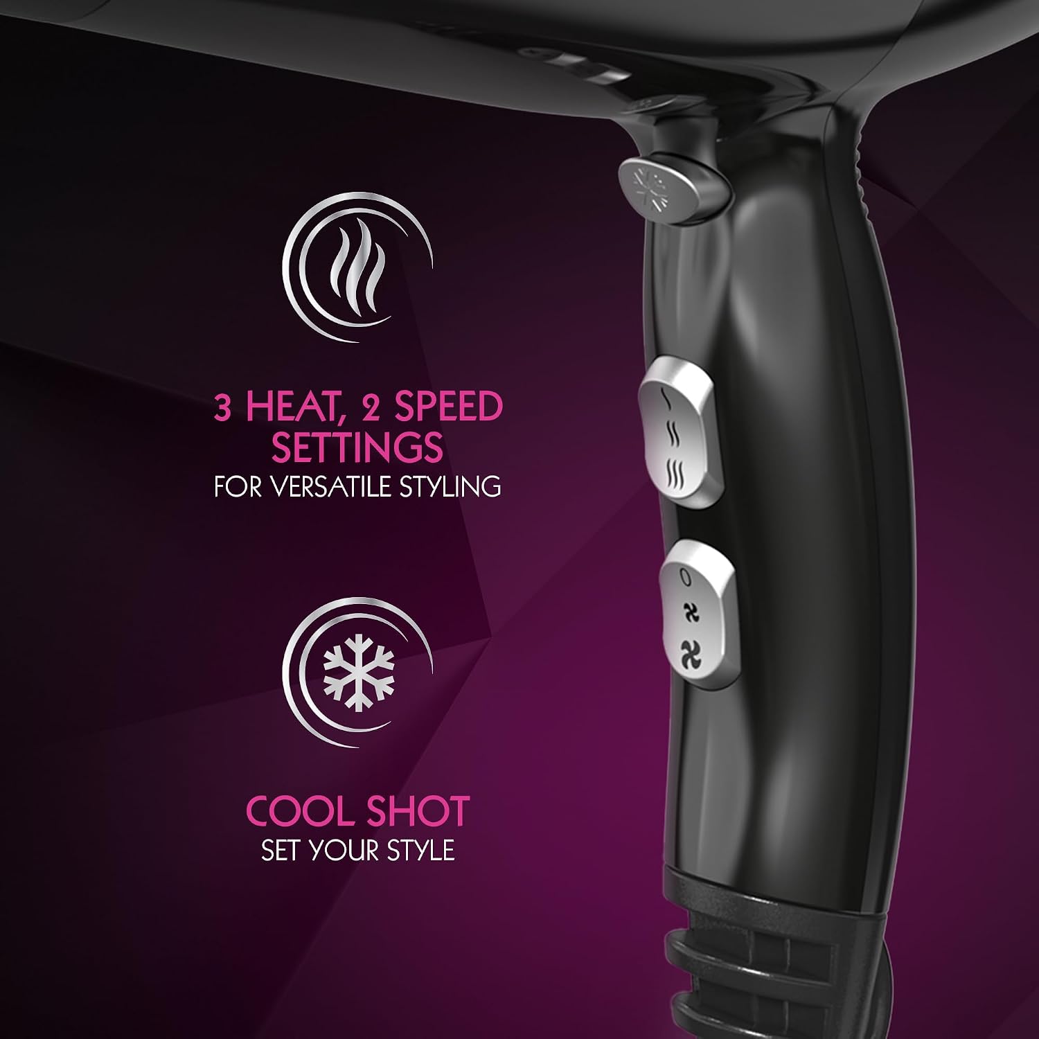 Detalle de Sèche-cheveux WAHL Power Shine avec bouton Cool Shot, 3 températures et 2 vitesses