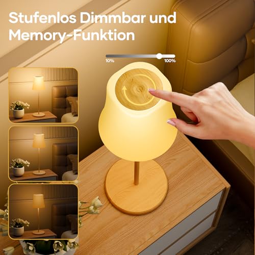 Detalle 2 de Suright LED Tischlampe Kabellos – Akku Tischleuchte mit 3 Farbmodi & RGB