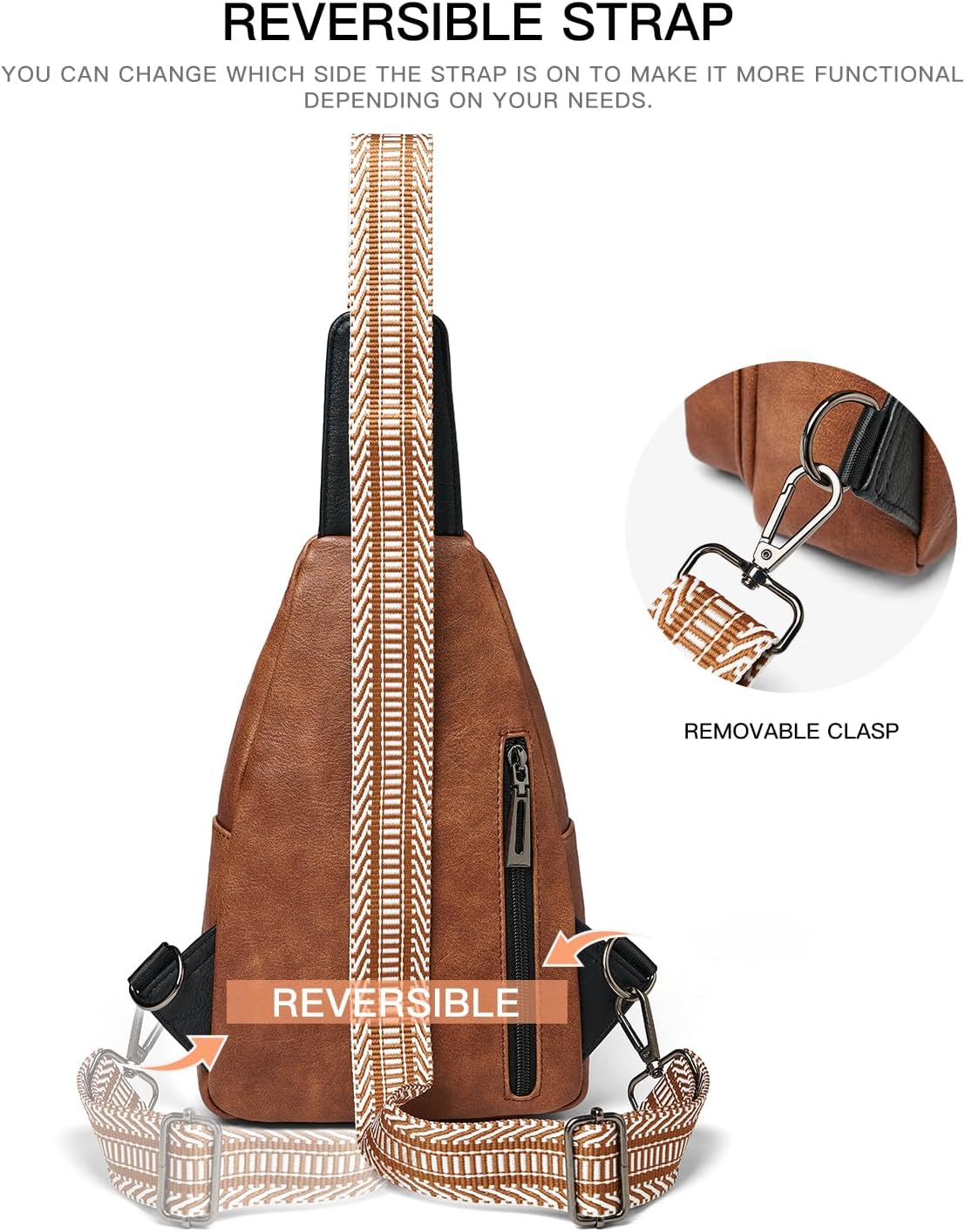 Thumbnail 6 de LATMAP Leather Small Sling Bag: Crossbody/Chest Bag for Women & Men