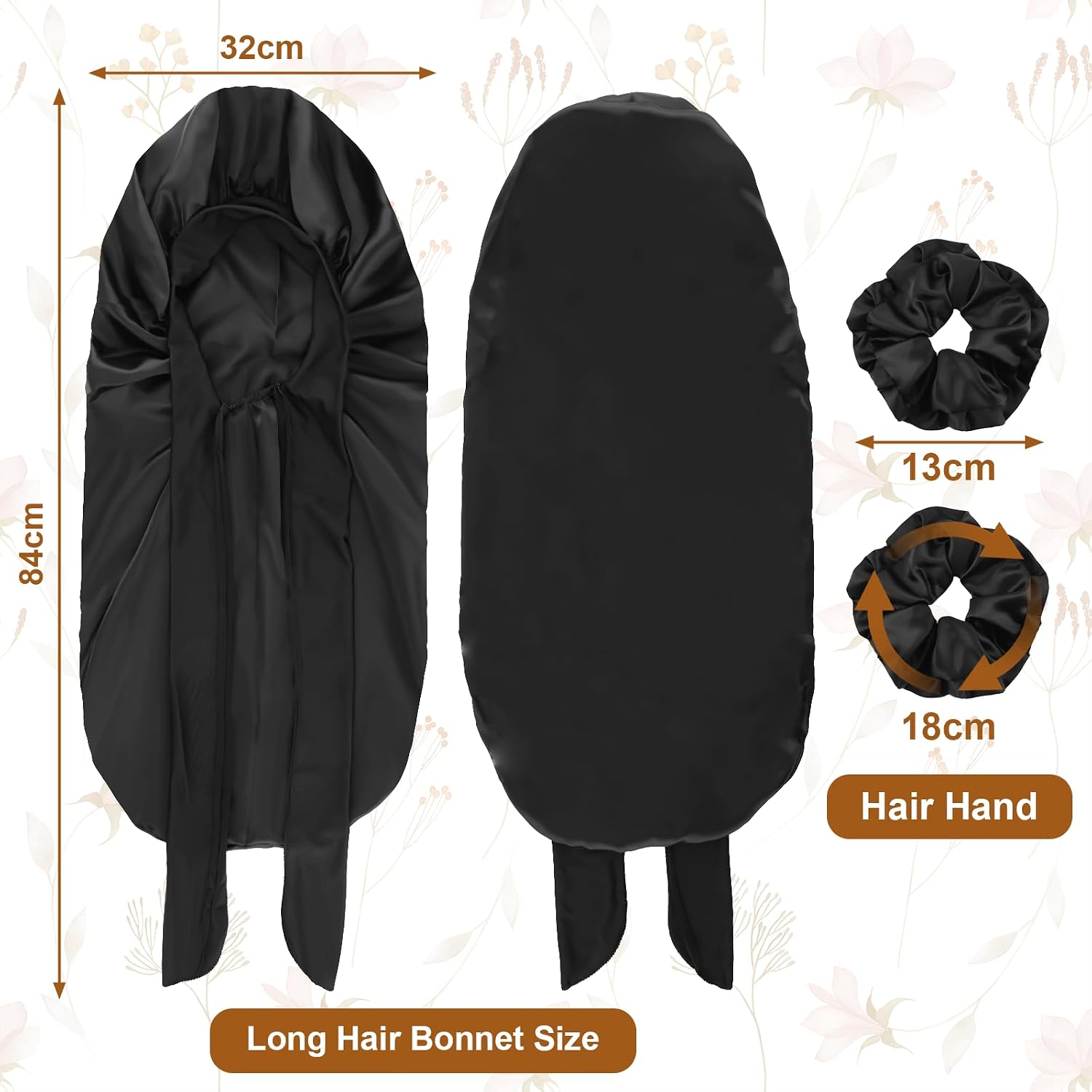 Thumbnail 1 de Starvortex Satin Bonnet, Large – Silky Sleep Wrap with 2 Satin Scrunchies