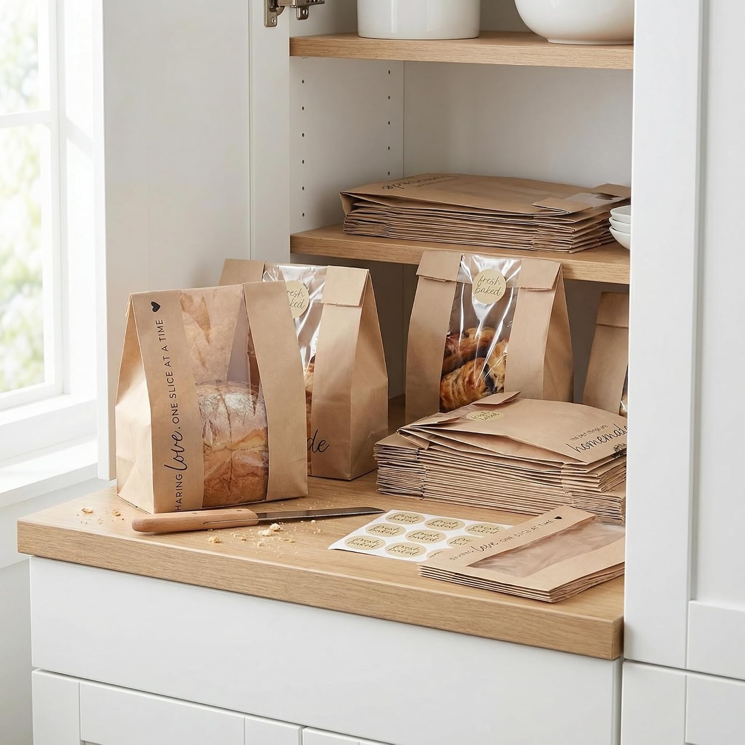 Thumbnail 1 de KIBAGA Beautiful Bread Bags for Homemade Bread with Clear Window