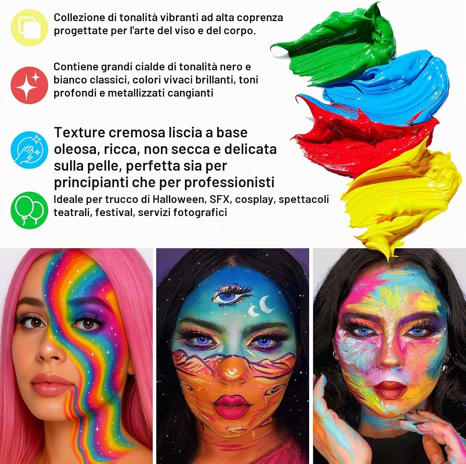 Detalle 2 de UCANBE Pittura per Viso 20 Colori Body Painting