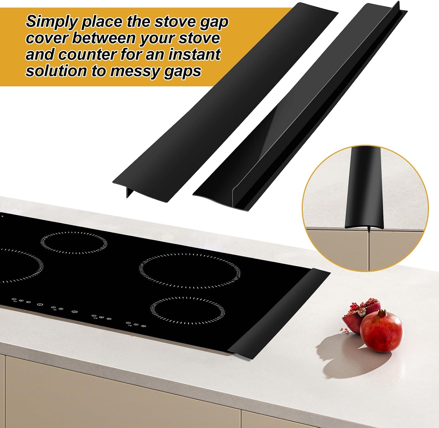 Detalle 2 de KitchenRaku Stove Cover, 52x78 cm Silicone Cooktop Protector, Checkered & Floral