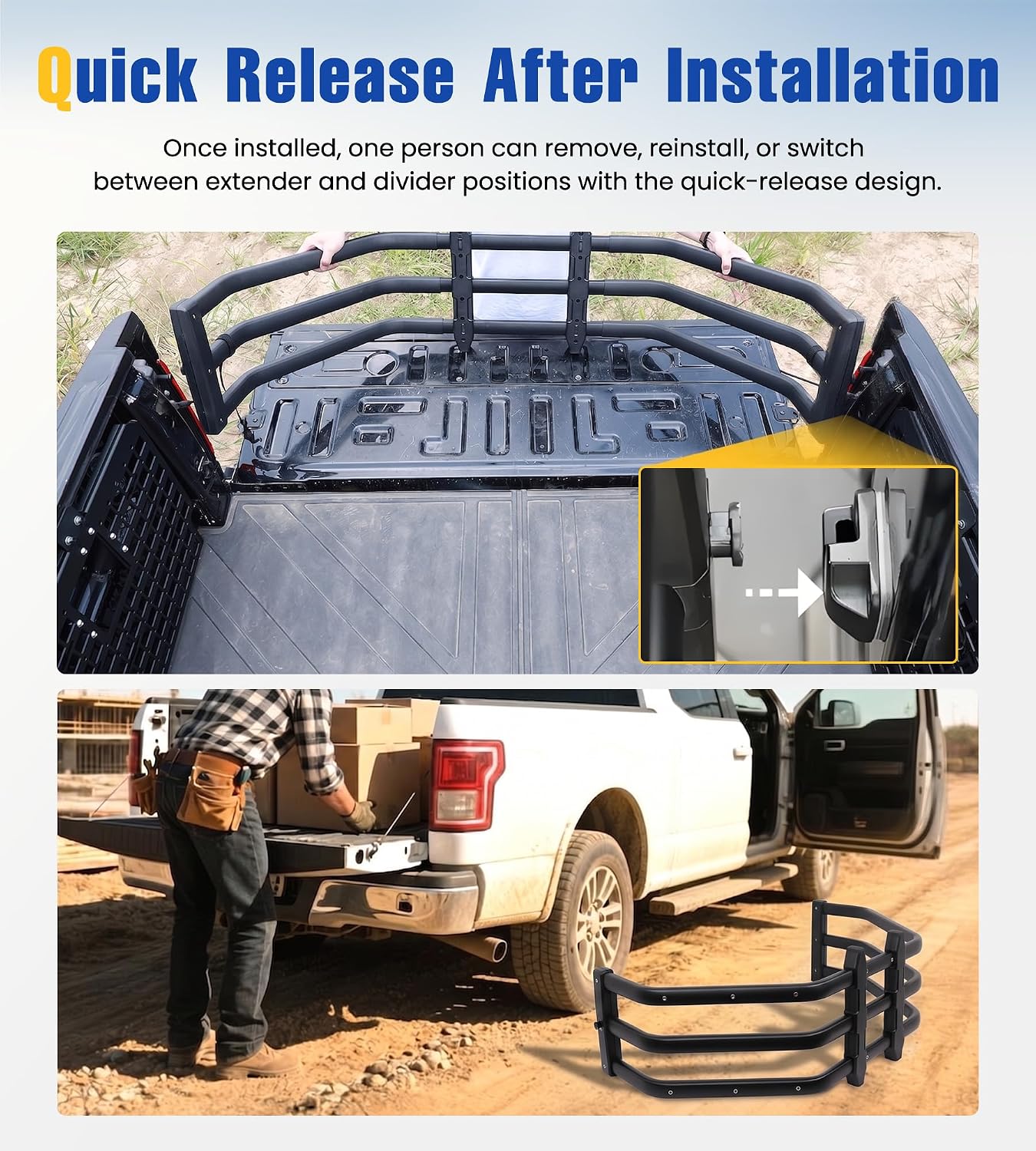 Detalle 2 de TRUMGETA Aluminum Truck Bed Extender, 54–61-Inch