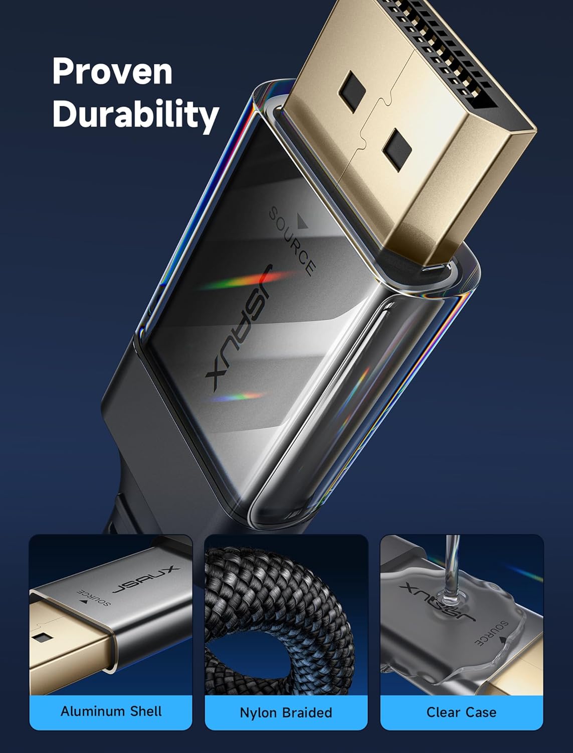 Thumbnail 4 de JSAUX 4K DisplayPort to HDMI Cable (1m) – DP to HDMI with Audio/Video for Monitors, Projectors and TVs