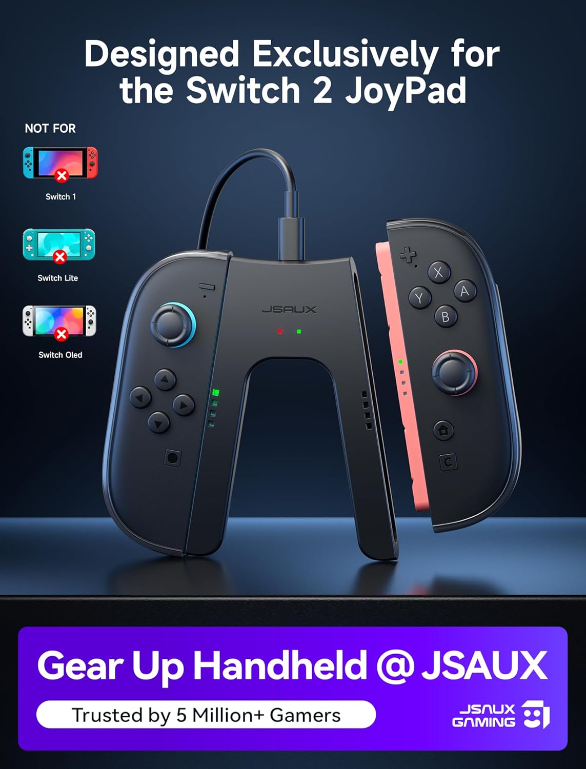 Thumbnail 2 de JSAUX Ergonomic Switch 2 Charging Grip (Magnetic) with LED indicator and 1.5m cable