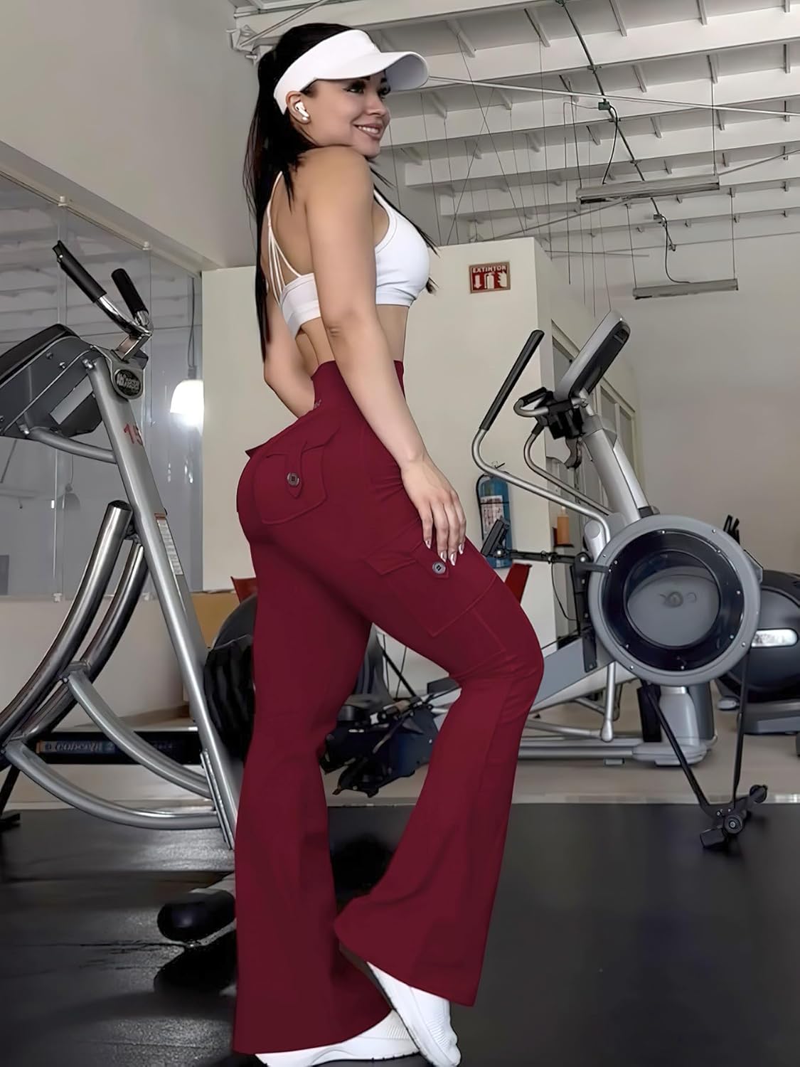 Detalle 2 de YEOREO CoreFlex Damen Flare Leggings mit 4 Pockets, Scrunch & Push-up, High Waist, blickdicht