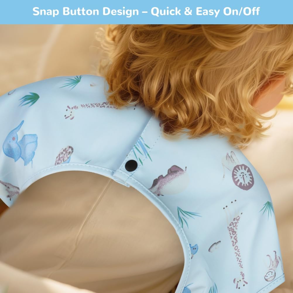 Thumbnail 5 de Vicloon Baby Bibs with Short Sleeves (Zoo) – Waterproof, Easy-Wipe Feeding Bib for 6–12 Months