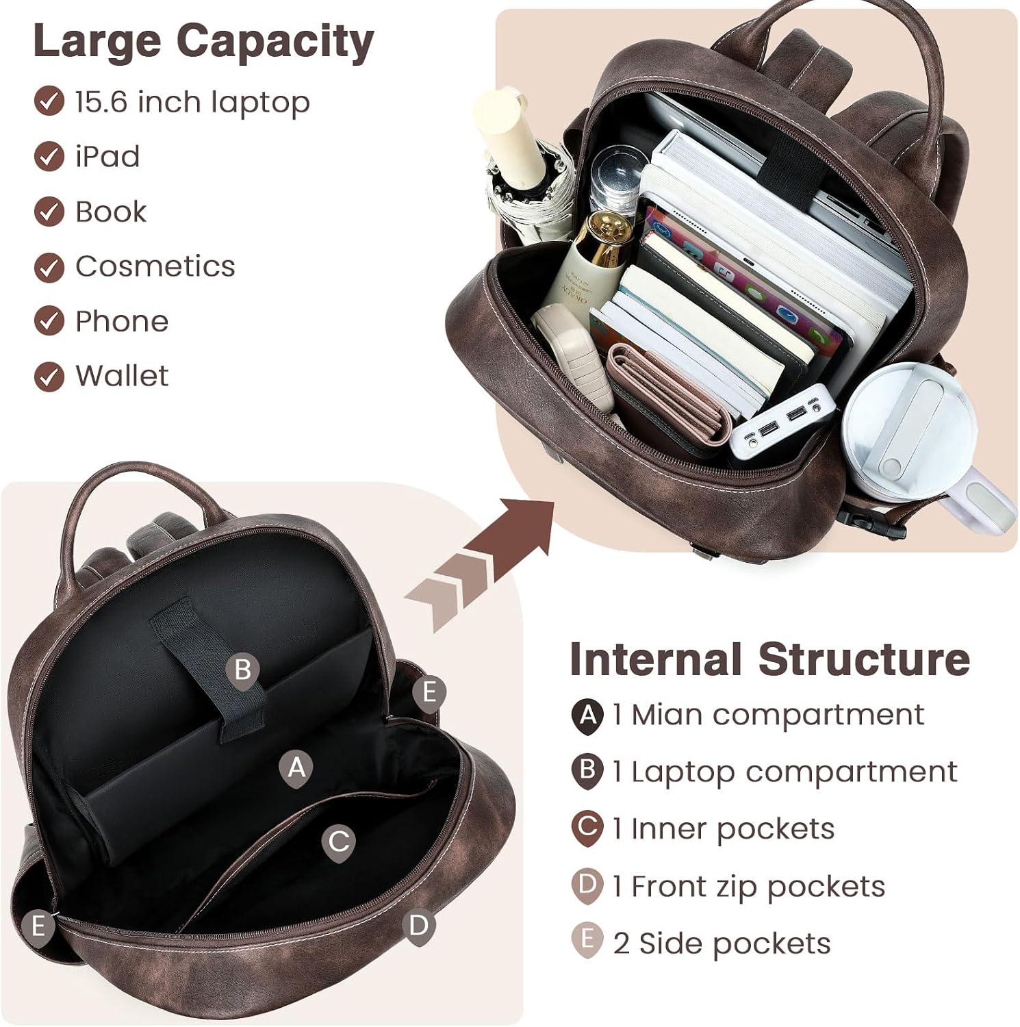 Detalle 1 de YIQUN Laptop Backpack, 15.6-Inch