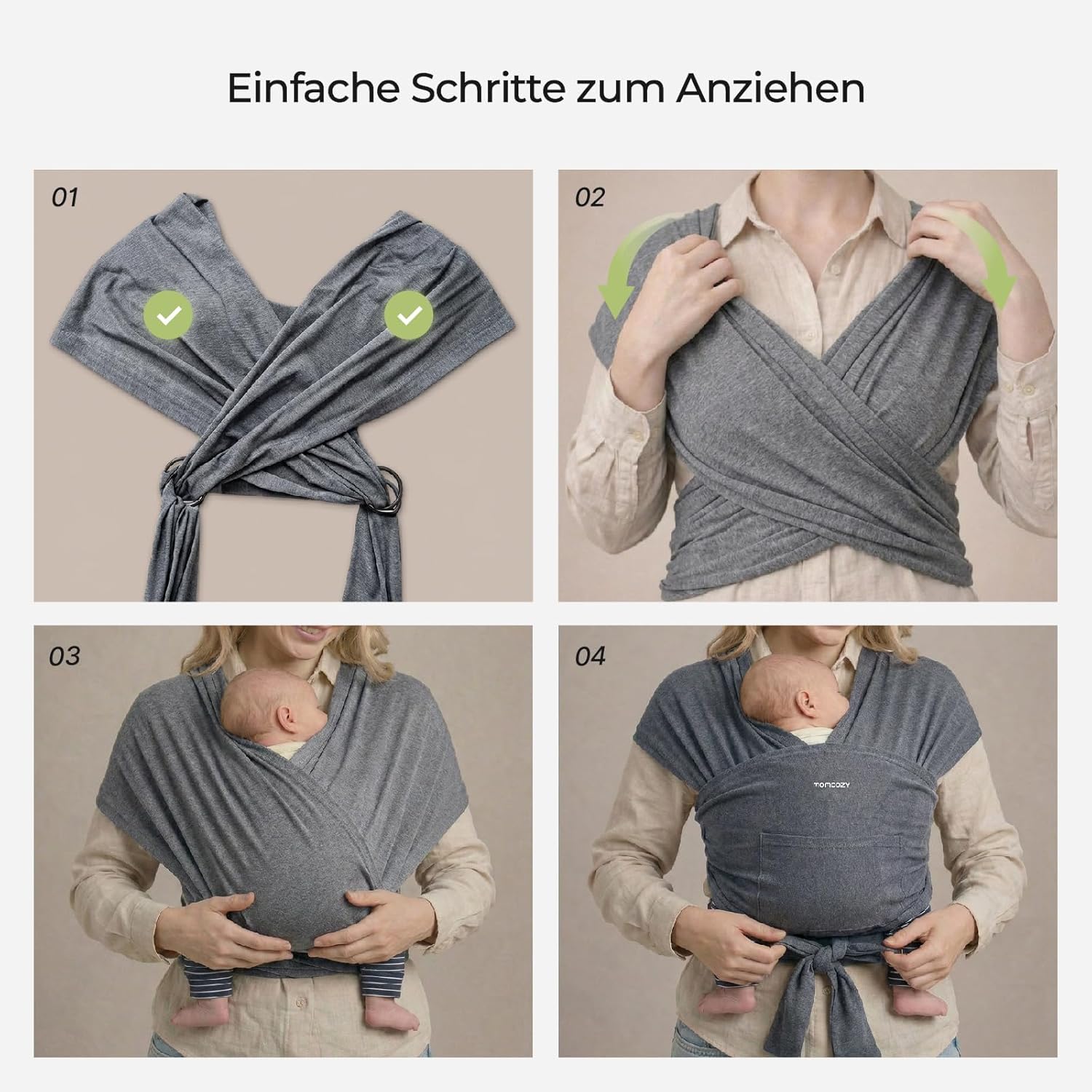Thumbnail 2 de Momcozy Baby Tragetuch Neugeborene – Ring Sling, verstellbar von 3,6 bis 15 kg, ergonomisch und atmungsaktiv