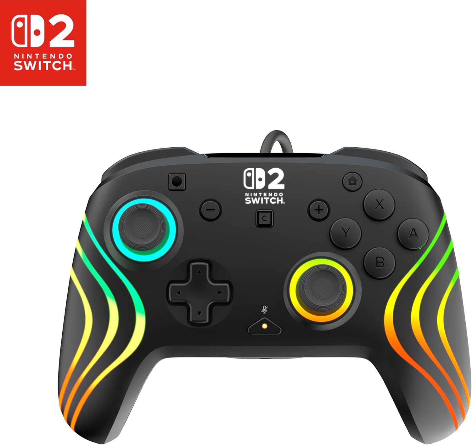 Detalle de Turtle Beach Afterglow Nero: controller cablato RGB ufficiale per Nintendo Switch 2