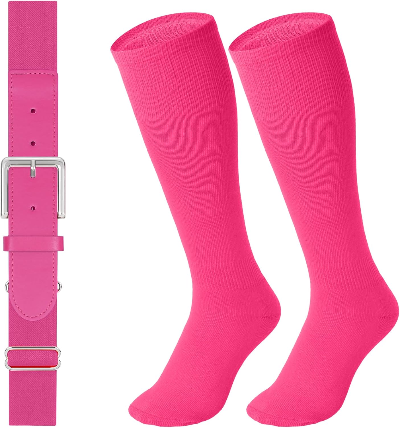 LEACOOLKEY Baseball Belt and Socks Combo Set (Adjustable Softball Socks + Elastic Belt)