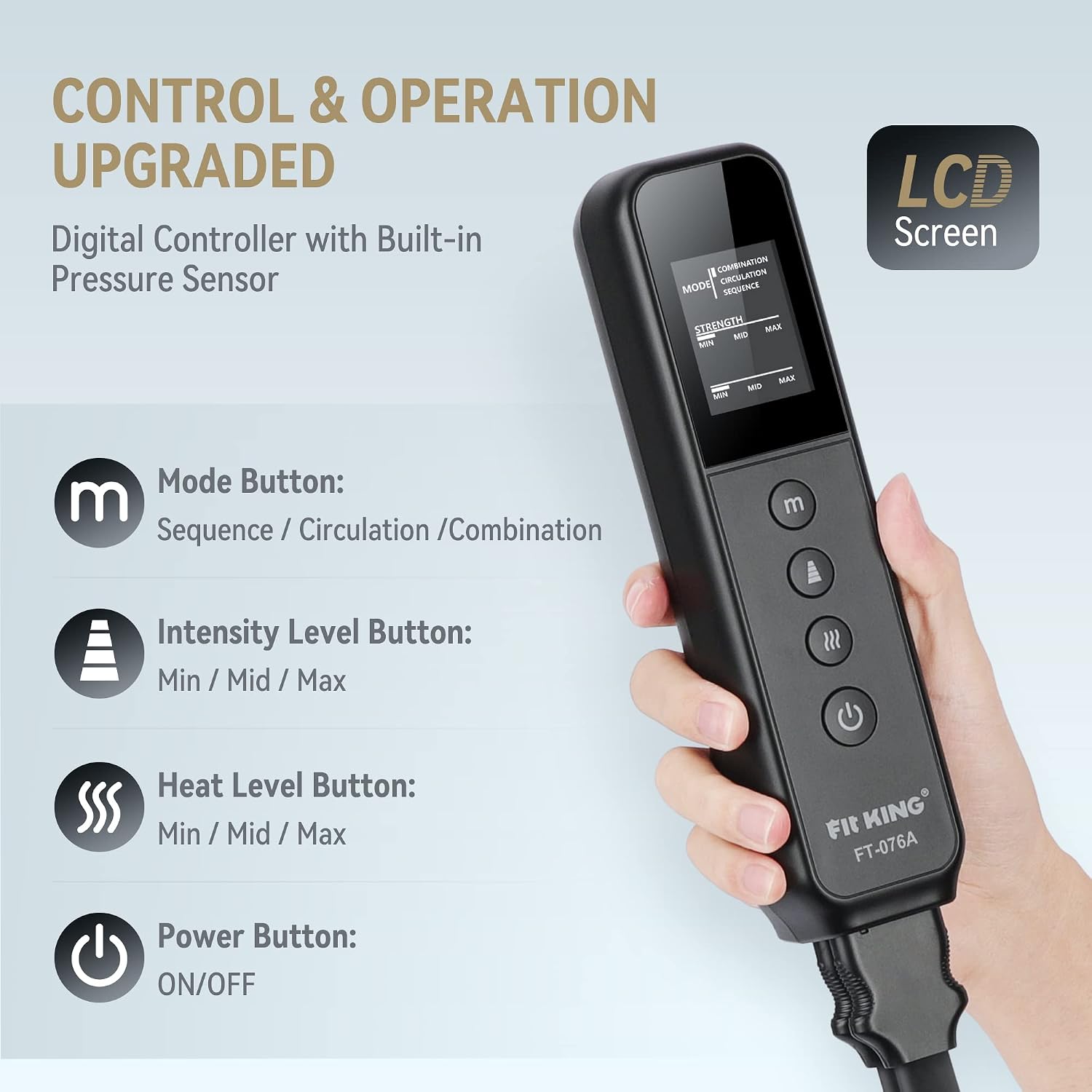 Detalle 2 de FIT KING Air Compression Leg Massager with Heat and LCD 1️⃣🦵🏻