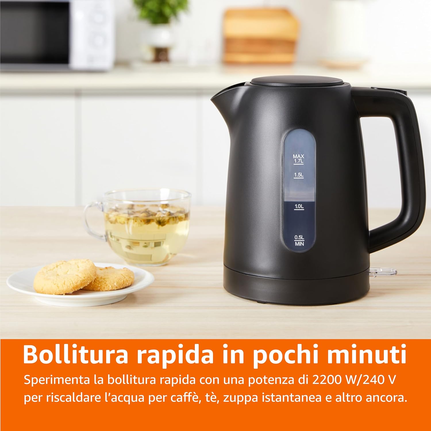 Thumbnail 6 de Amazon Basics Bollitore Elettrico 1,7L 2200 W: pratico, sicuro e con base girevole