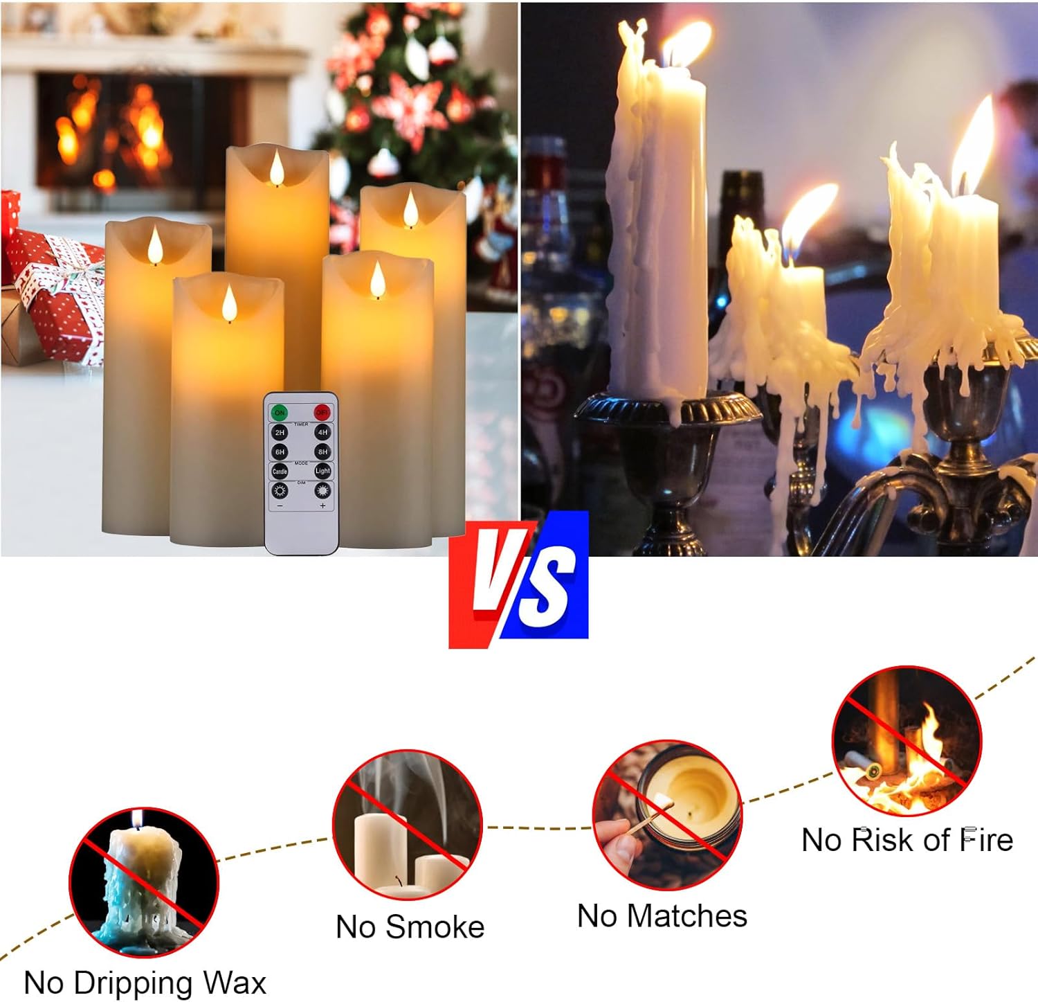 Detalle 2 de HANZIM LED Candles 5–9in Set of 5