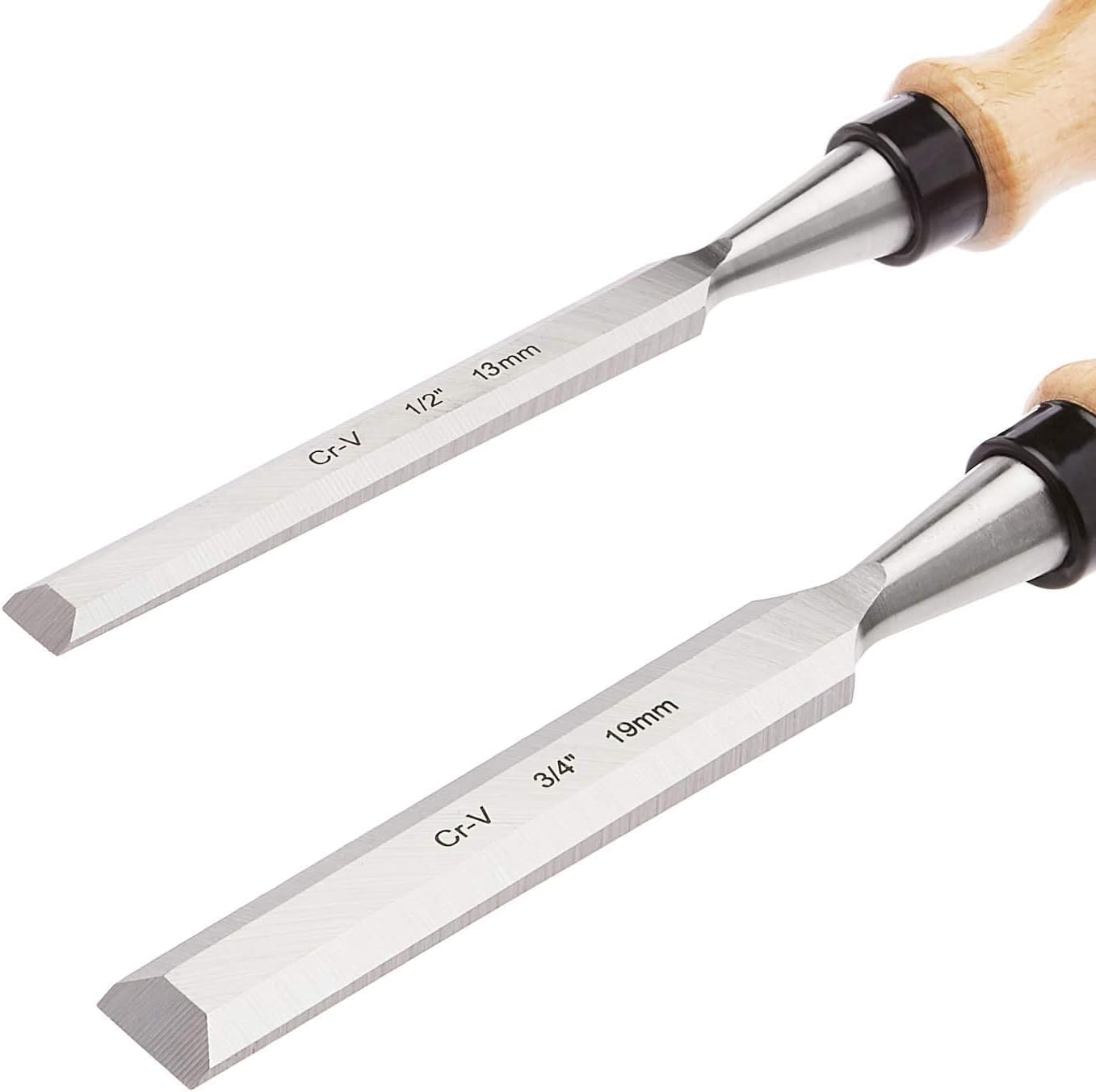 Thumbnail 2 de Amazon Basics 4-Piece Sturdy Chrome Vanadium Woodworking Chisel Set (½ to 1¼ inch) with Wooden Handles
