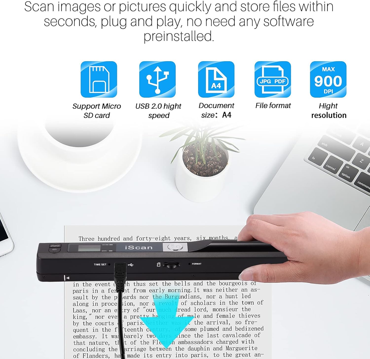 Thumbnail 5 de Scanner per documenti portatile 900 dpi