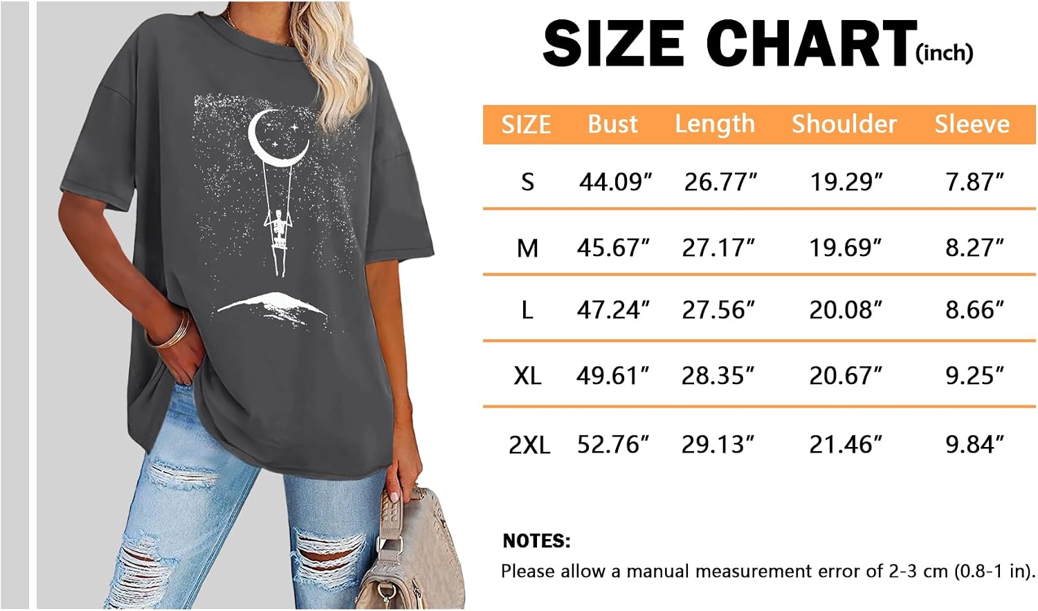 Thumbnail 6 de ADOREJOY Women's Oversized T-Shirt, Short-Sleeve Crewneck Graphic Tee