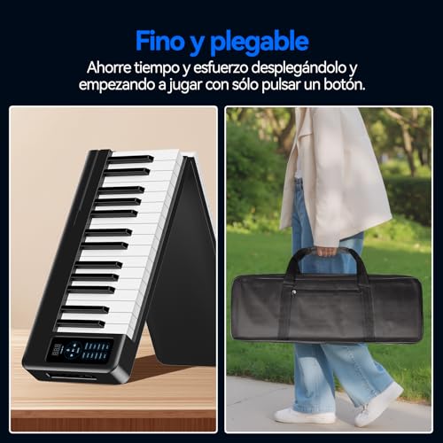 Detalle de Rhymo Teclado Piano Plegable de 61 Teclas con Bluetooth MIDI