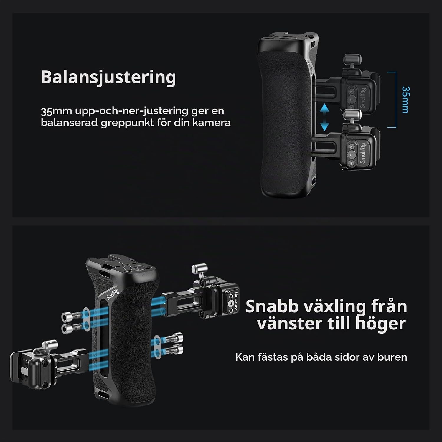 Thumbnail 2 de SMALLRIG 4017 sidohandtag med NATO-snabbfäste och 35 mm justering