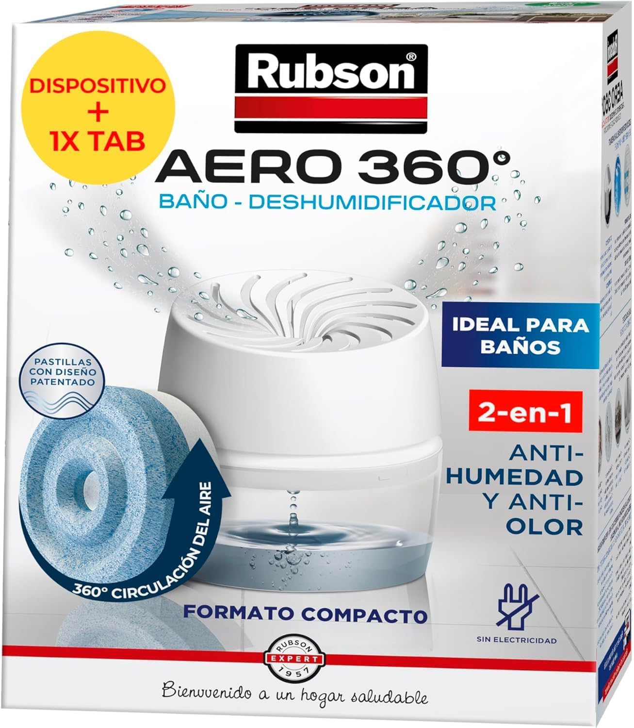 Detalle de Rubson AERO 360º Baño, Deshumidificador Portátil 💧
