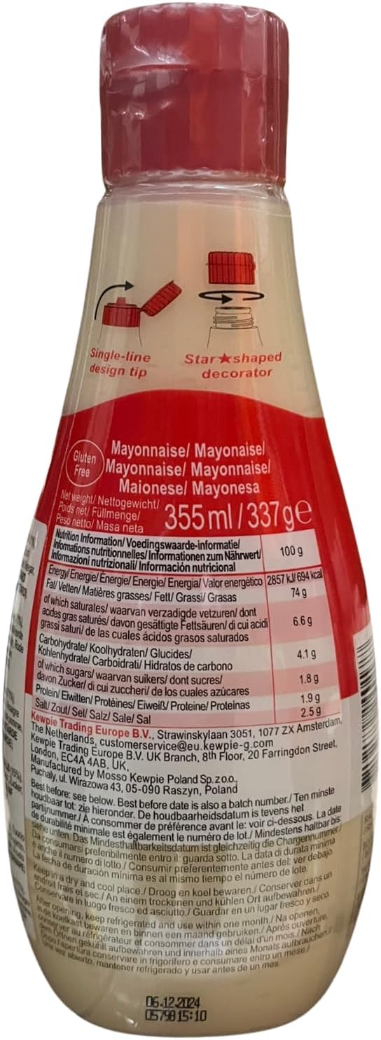 Detalle de Kewpie Mayonnaise Japonaise 6x355ml – Multipack, onctueuse et légèrement sucrée