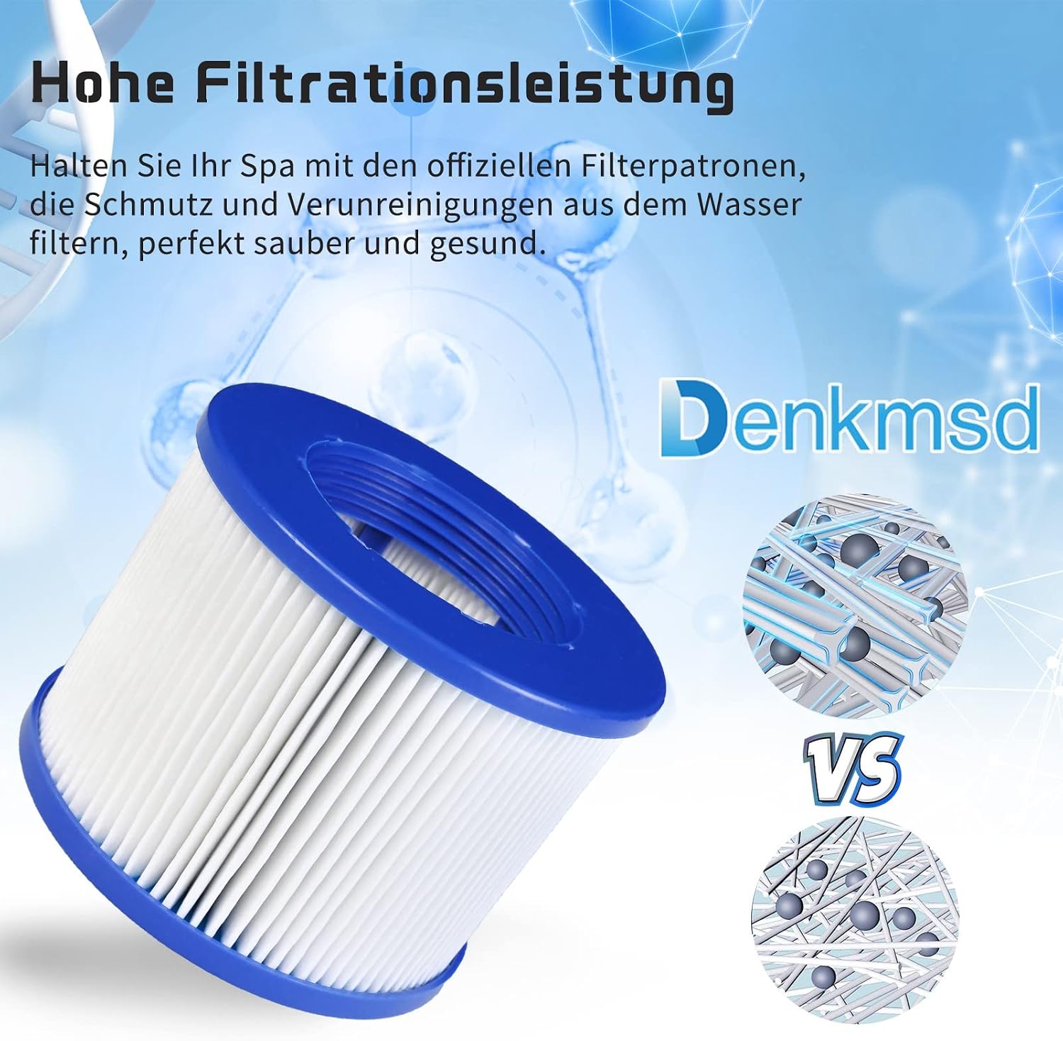 Detalle 2 de Denkmsd Denkmsd-8273 schroeffilterpatronen voor spa, 75 x 100 mm, 6 stuks