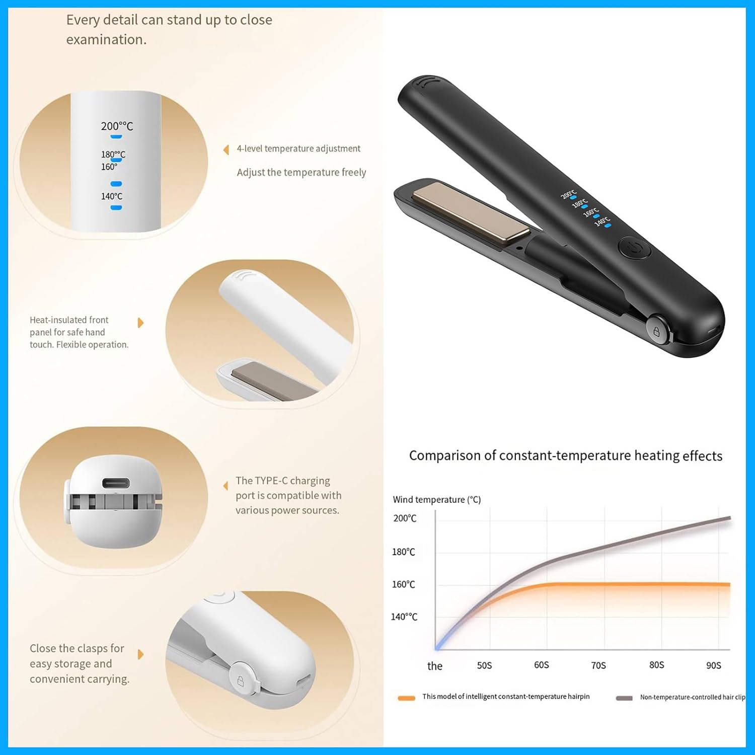 Thumbnail 5 de Cordless 2-in-1 Hair Straighteners & Curler (Titanium Plates) USB Rechargeable Travel Flat Iron