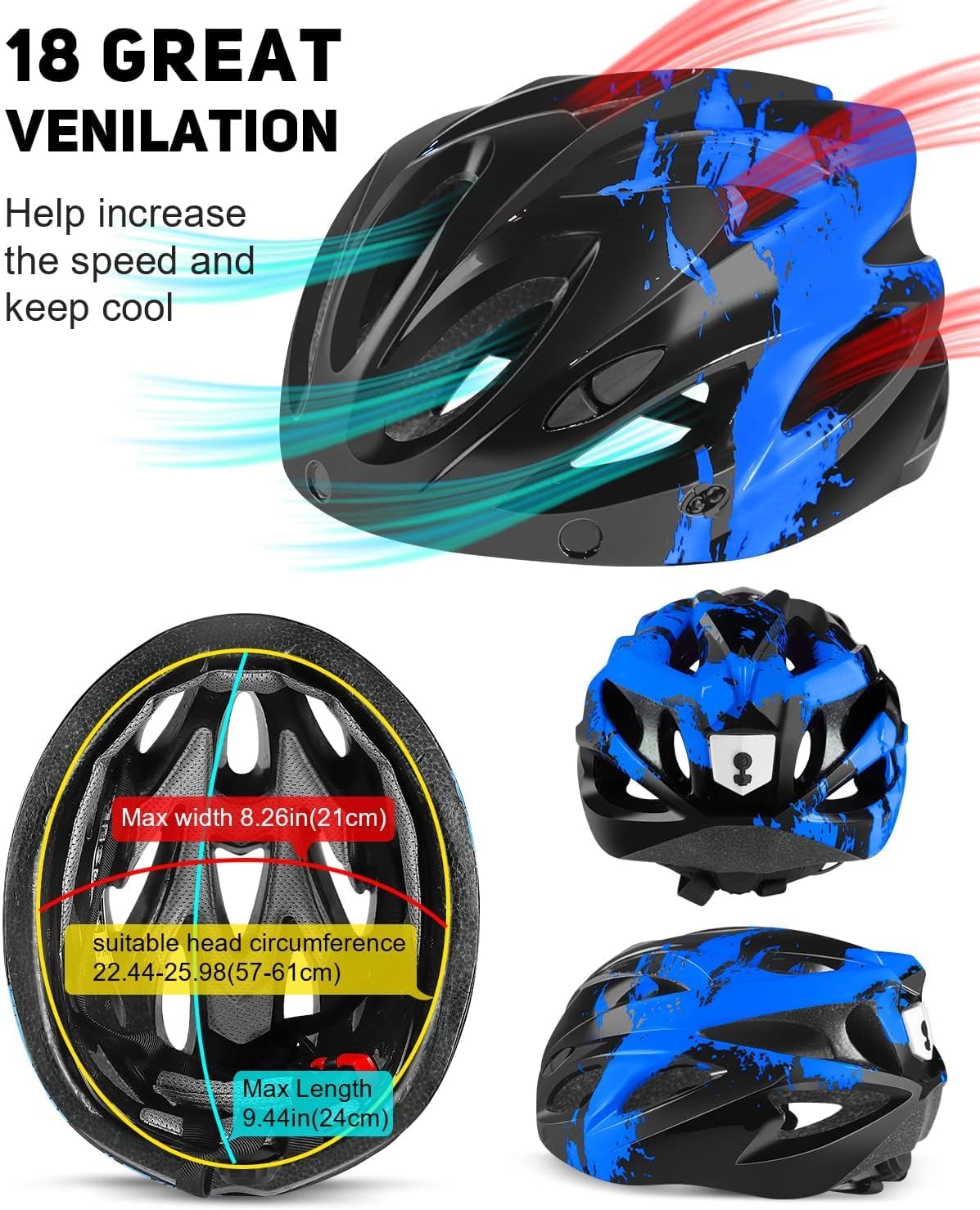 Detalle 2 de RaMokey Bike Helmet for Men and Women with LED Light, Magnetic Goggles and Sun Visor