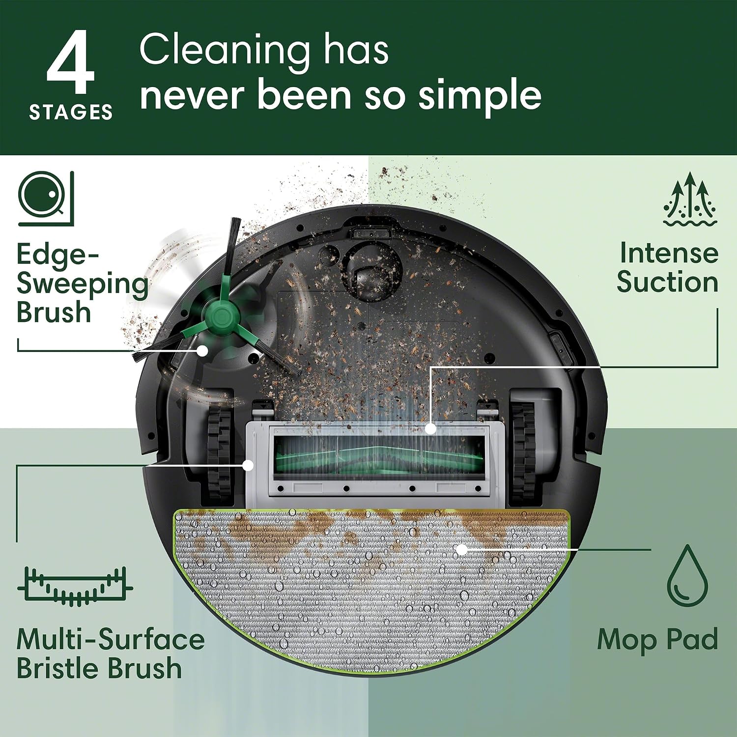 Detalle de iRobot Roomba 104 2-in-1 Robot Vacuum and Mop with LiDAR and Auto-Empty Dock