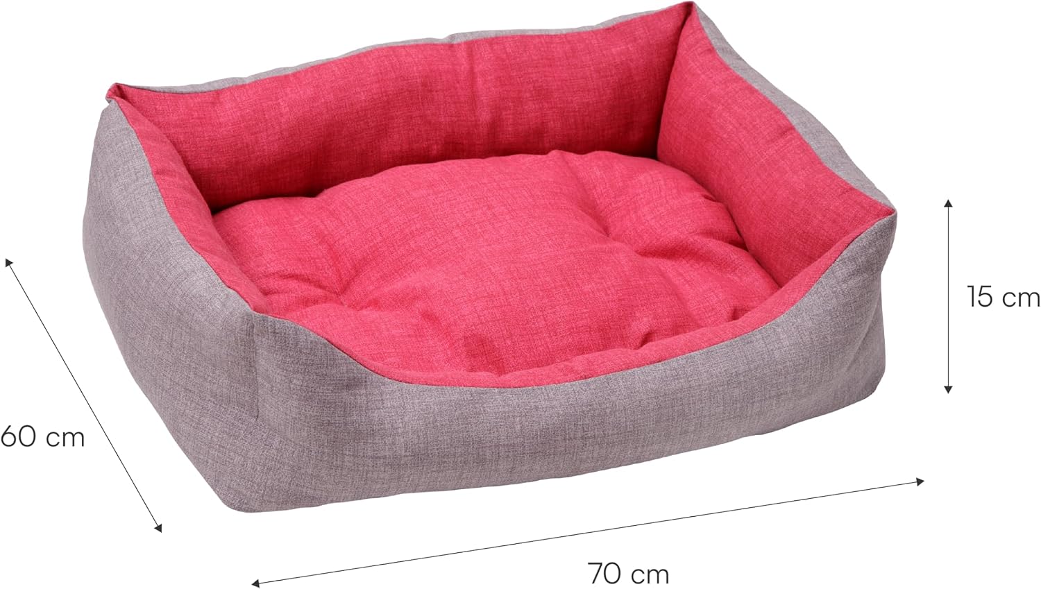 Detalle de Baroni Home cuccia per cane in tessuto grigio e Bordeaux, taglia M 60x70 cm