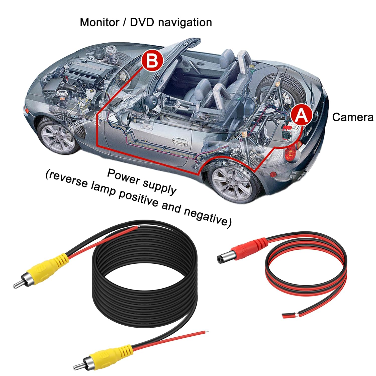 Detalle de MEIRIYFA Backup Camera RCA Video Cable (6M) – RCA Male to Male with Trigger Wire, Double-Shielded