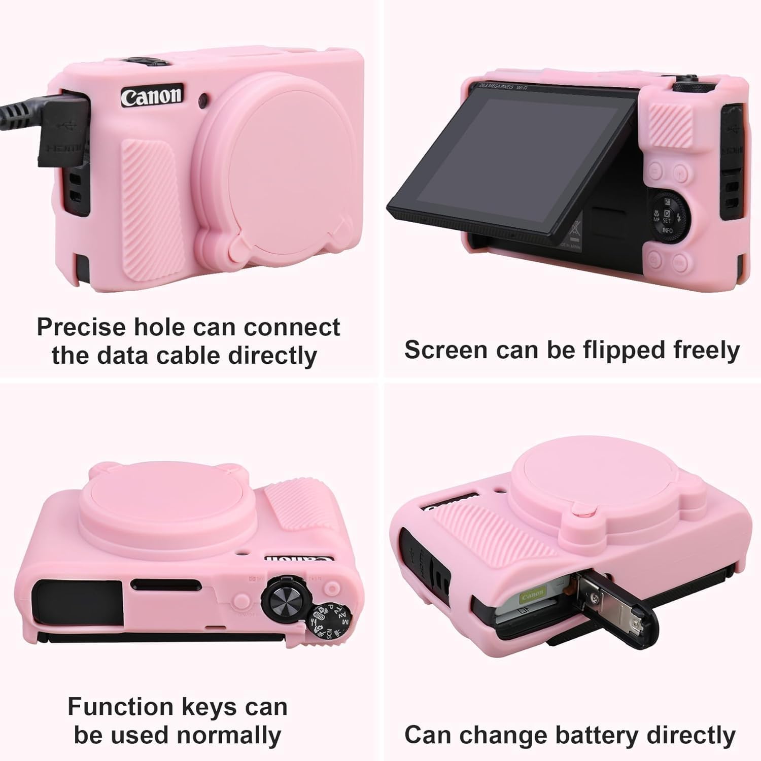 Thumbnail 4 de RAIALL Camera Case for Canon PowerShot SX740/SX730 HS with Soft Silicone Cover (Pink)