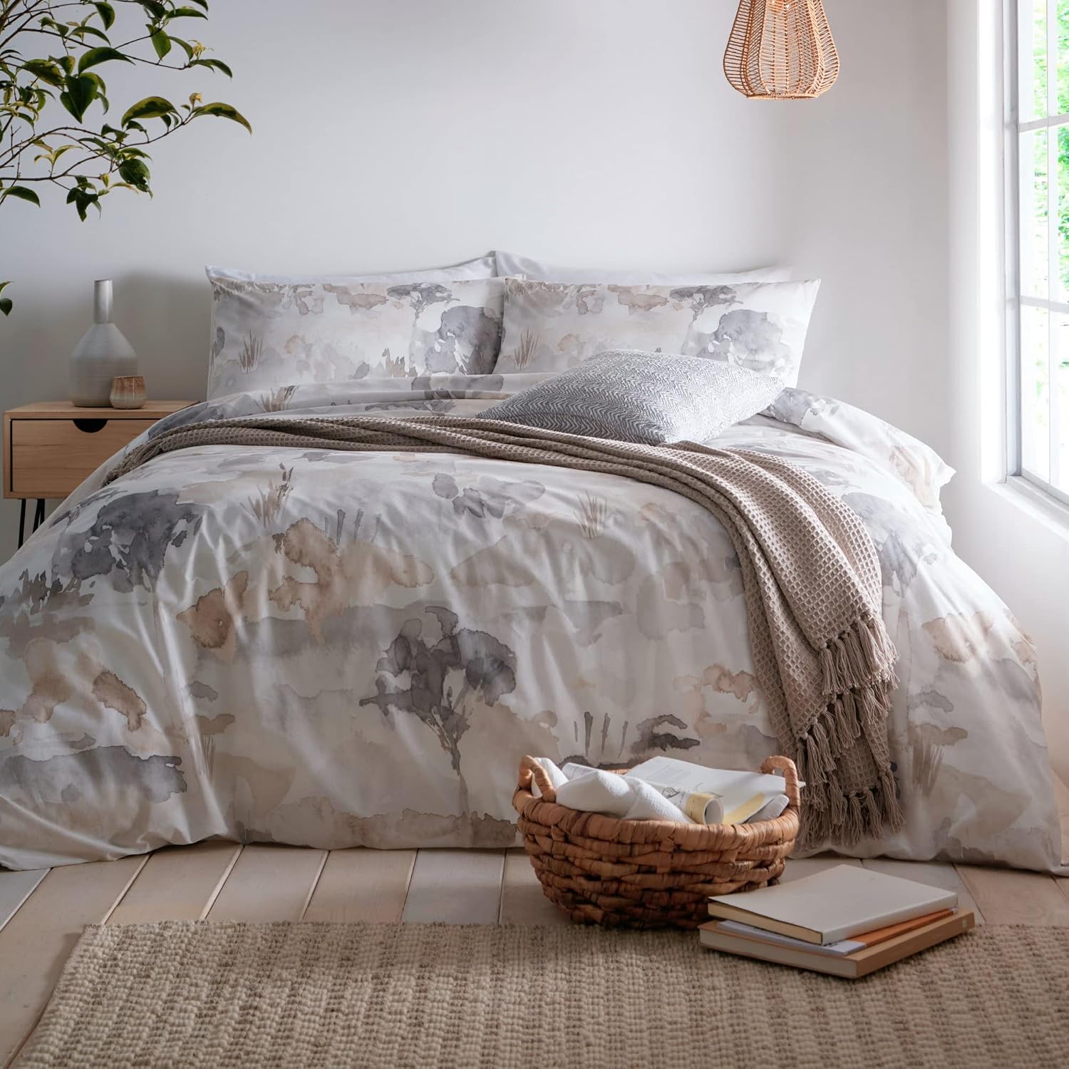 Detalle 1 de Appletree Loft Edale – komplet pościeli Super King, 100% bawełna, zielony