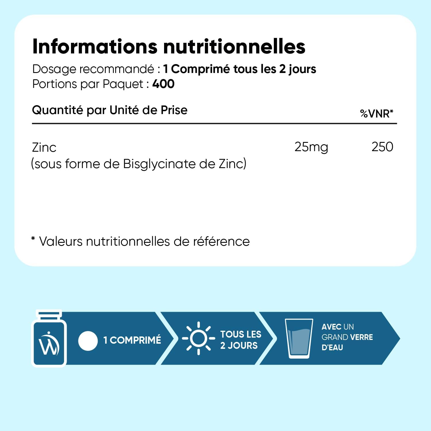 Thumbnail 2 de WeightWorld Zinc Bisglycinate 400 comprimés Vegan
