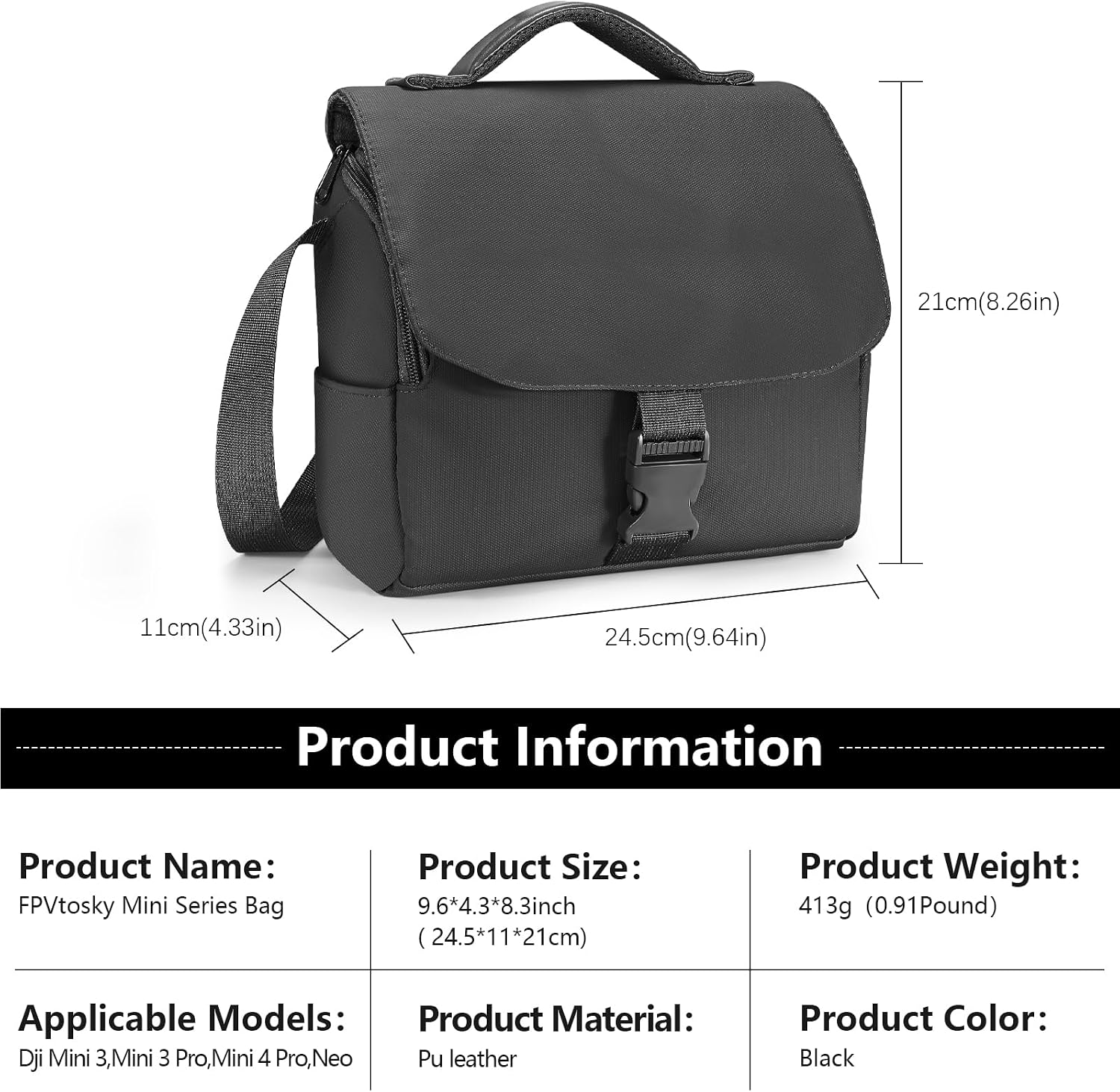 Detalle de FPVtosky Shoulder Bag for DJI Lito 1/X1/Mini 5 Pro/4 Pro/3 Pro – Premium Travel Carry for Drones and Accessories